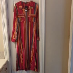 Lucky & Blessed Striped Maxi Dress in Red, Orange, Yellow, Blue